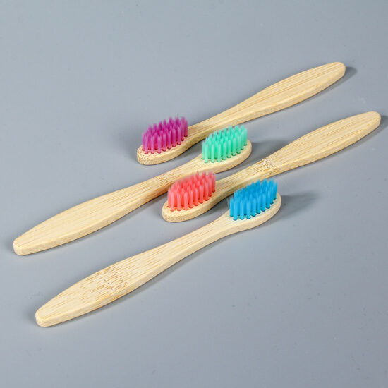 Mini Bamboo Toothbrush with Flat Handle and Soft Bristles for Kids