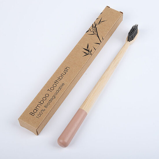 Morandi Color Bamboo Toothbrush with Charcoal Bristles and Custom Logo
