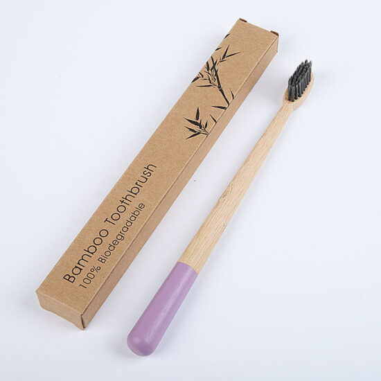 Morandi Color Bamboo Toothbrush with Charcoal Bristles and Custom Logo