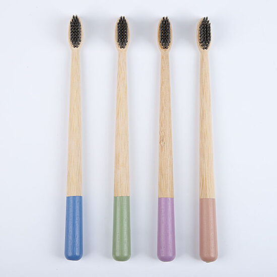 Morandi Color Bamboo Toothbrush with Charcoal Bristles and Custom Logo