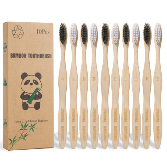Multicolor Bamboo Toothbrush with Soft & Hard Bristles, Over 10,000 Bristles, Biodegradable Handle, Custom Logo Engraving

