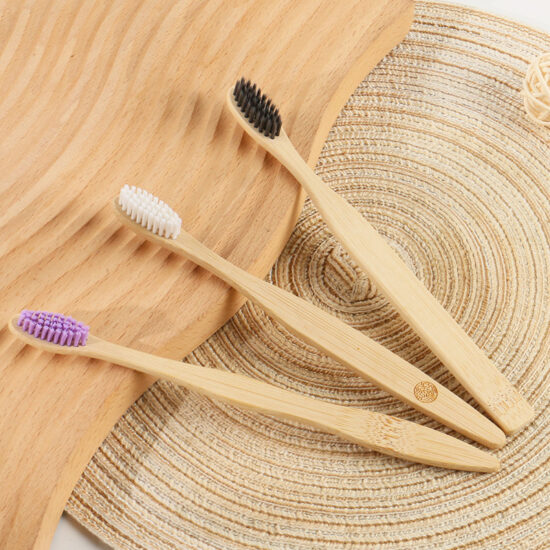Natural Bamboo Toothbrush with Color Painted Round Handle for Adults – Eco-Friendly Oral Care