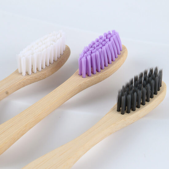 Natural Bamboo Toothbrush with Color Painted Round Handle for Adults – Eco-Friendly Oral Care