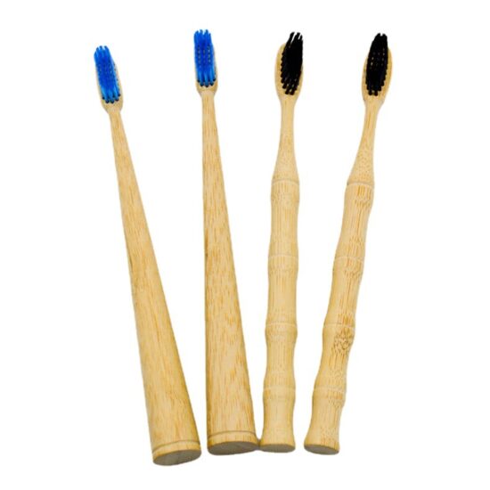 Portable bamboo-inspired toothbrush with tapered bamboo joint handle for hotel and home use