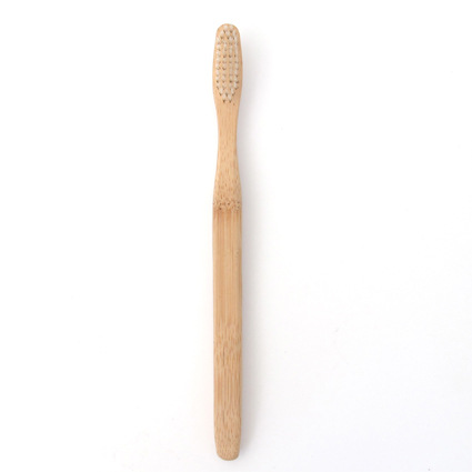 Premium bamboo toothbrush with soft bamboo fiber bristles and natural handle