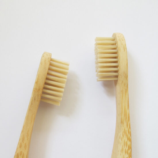 Premium bamboo toothbrush with soft bamboo fiber bristles and natural handle