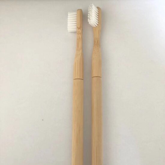 Replaceable bamboo toothbrush with cylindrical handle and small soft head