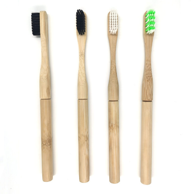 Round Handle Connector Bamboo Toothbrush with Replaceable Bamboo Brush Head, Biodegradable and Custom Logo