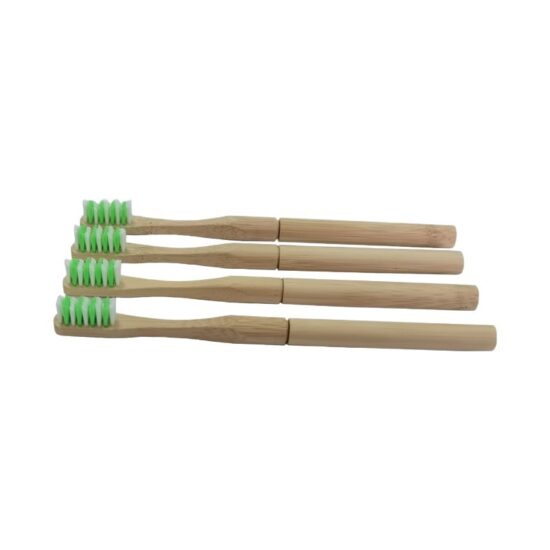 Round Handle Connector Bamboo Toothbrush with Replaceable Bamboo Brush Head, Biodegradable and Custom Logo