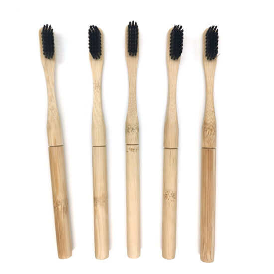 Round Handle Connector Bamboo Toothbrush with Replaceable Bamboo Brush Head, Biodegradable and Custom Logo