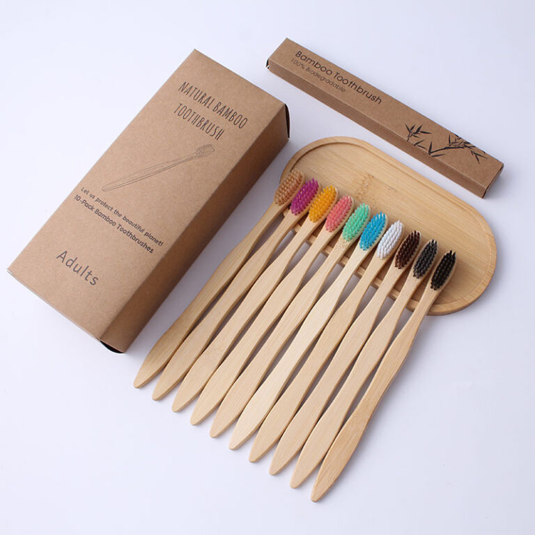 10-Pack Soft Bristle Bamboo Toothbrushes for Adults – Eco-Friendly Boxed Set with Custom Label Option