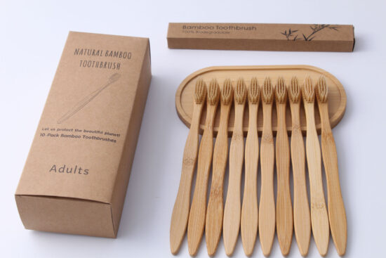 10-Pack Soft Bristle Bamboo Toothbrushes for Adults – Eco-Friendly Boxed Set with Custom Label Option