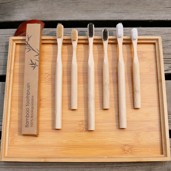 Adult Soft Bamboo Toothbrush with Round Handle and Charcoal Bristles – Gift-Ready Eco-Friendly Toothbrush