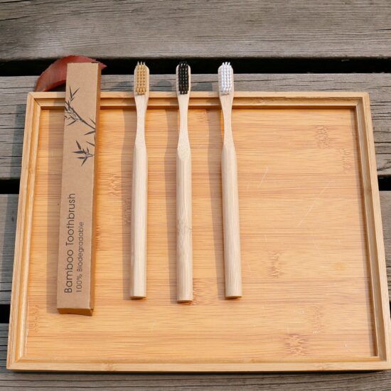 Adult Soft Bamboo Toothbrush with Round Handle and Charcoal Bristles – Gift-Ready Eco-Friendly Toothbrush
