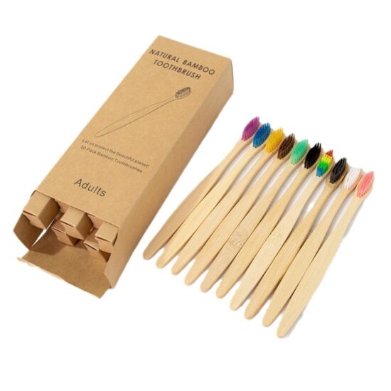 Disposable Bamboo Toothbrush and Toothpaste Set with Charcoal Soft Bristles for Hotels