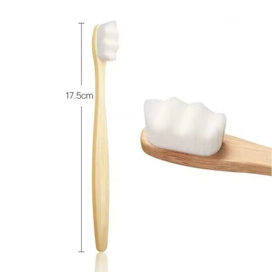Bamboo Flat Toothbrush with 10,000 Ultra-Soft Bristles and Engraved Logo in Card Box Packaging