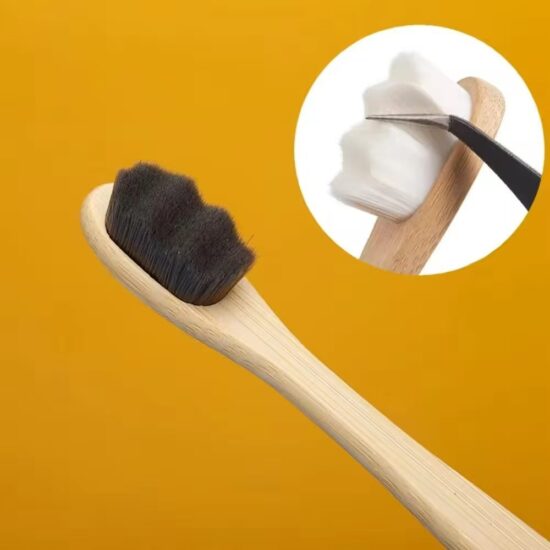 Bamboo Flat Toothbrush with 10,000 Ultra-Soft Bristles and Engraved Logo in Card Box Packaging