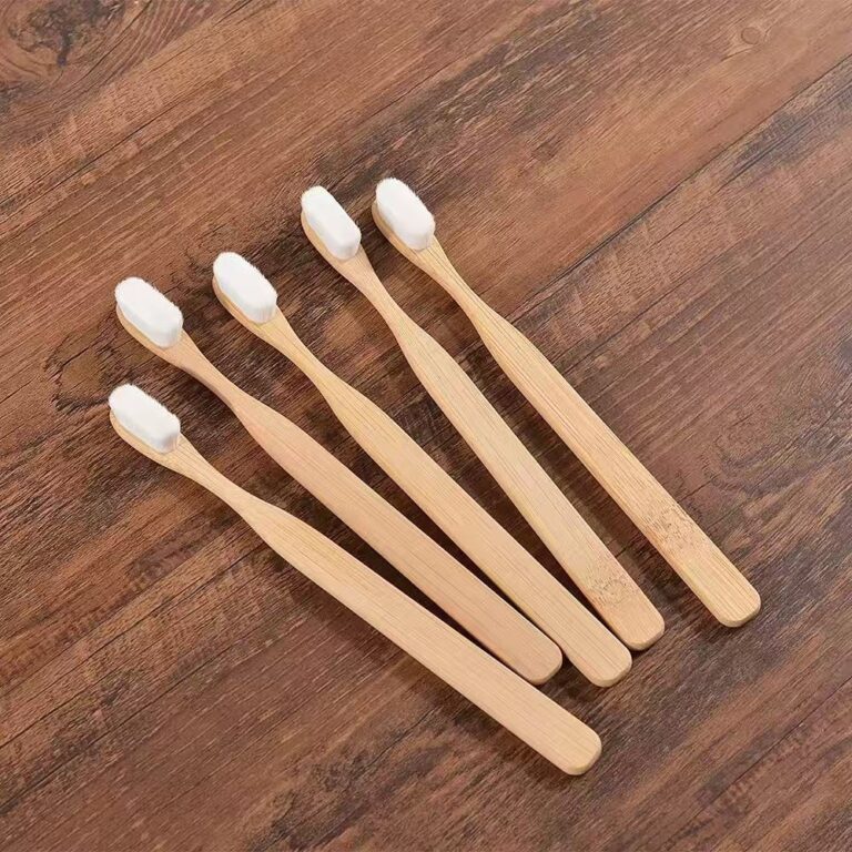 Bamboo Flat Toothbrush with 10,000 Ultra-Soft Bristles and Engraved Logo in Card Box Packaging