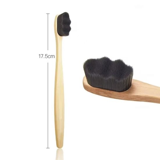 Bamboo Flat Toothbrush with 10,000 Ultra-Soft Bristles and Engraved Logo in Card Box Packaging