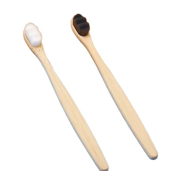 Bamboo Flat Toothbrush with 10,000 Ultra-Soft Bristles and Engraved Logo in Card Box Packaging