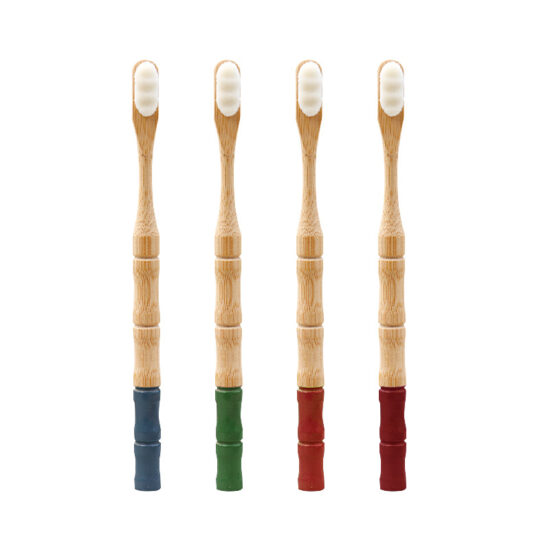Bamboo Toothbrush with Round Handle and 10,000 Nylon Bristles for Daily Oral Care

