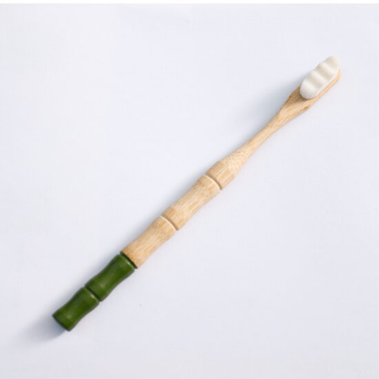 Bamboo Toothbrush with Round Handle and 10,000 Nylon Bristles for Daily Oral Care

