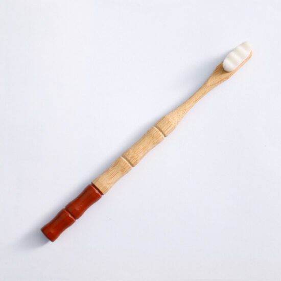 Bamboo Toothbrush with Round Handle and 10,000 Nylon Bristles for Daily Oral Care

