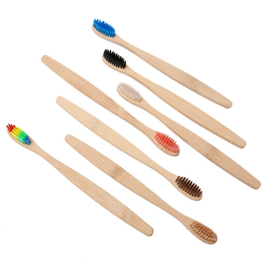 Eco-Friendly Bamboo Toothbrush with Charcoal Soft Bristles and Wooden Handle

