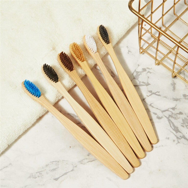 Eco-Friendly Bamboo Toothbrush with Charcoal Soft Bristles and Wooden Handle