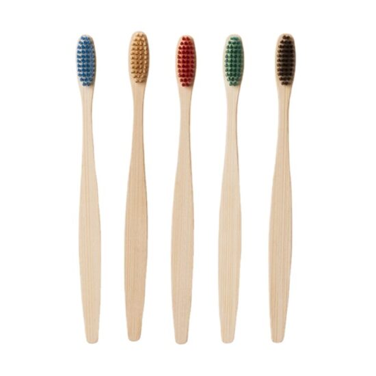 Flat Bamboo Toothbrush with Soft Charcoal Bristles for Hotel and Airbnb Use
