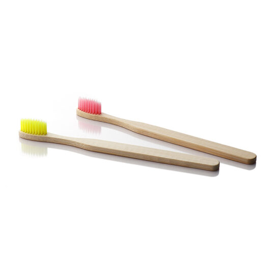  Bamboo toothbrush with straight handle and rounded end for adult daily use