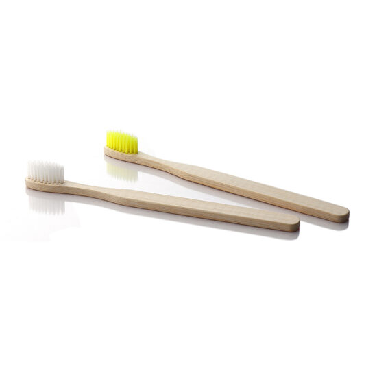  Bamboo toothbrush with straight handle and rounded end for adult daily use