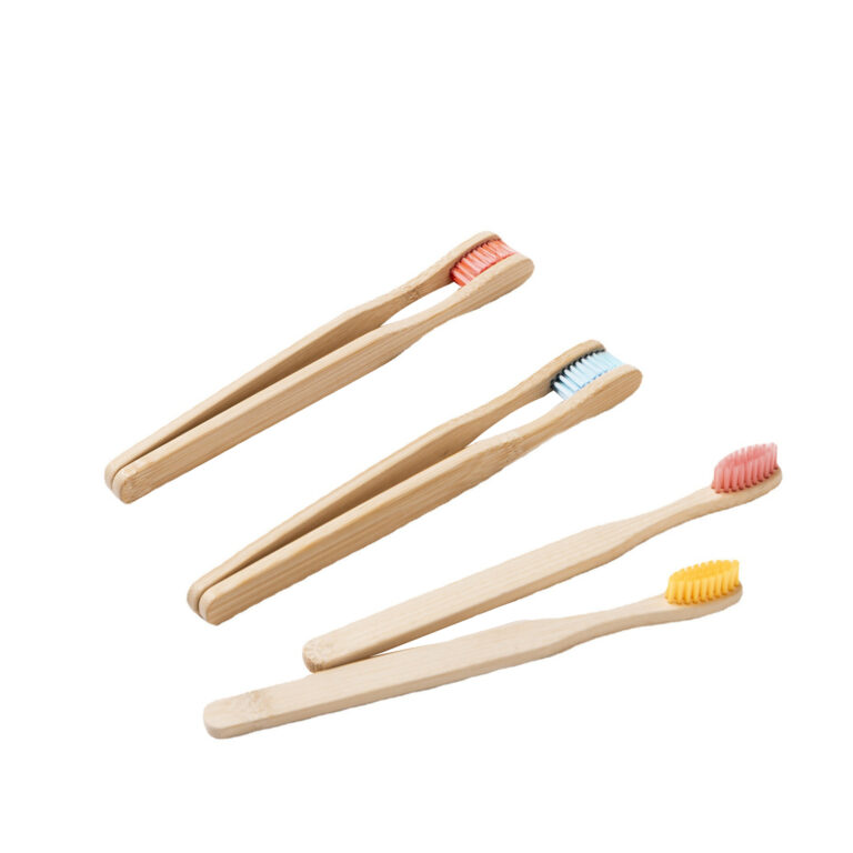 Bamboo toothbrush with straight handle and rounded end for adult daily use