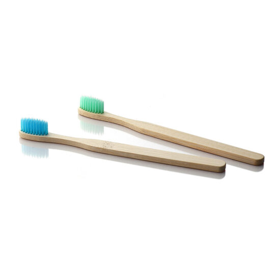  Bamboo toothbrush with straight handle and rounded end for adult daily use