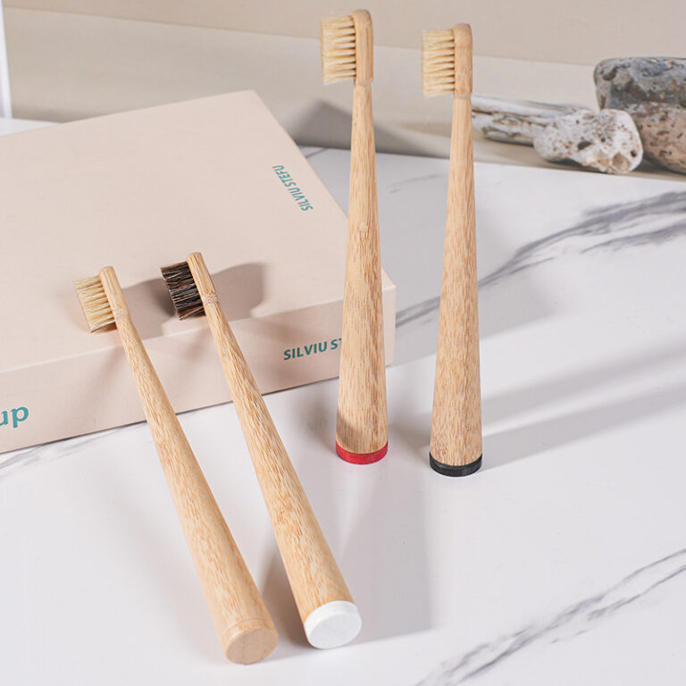 Biodegradable Bamboo Toothbrush with Large Tail and Natural Boar or Horse Hair Bristles for Hotels