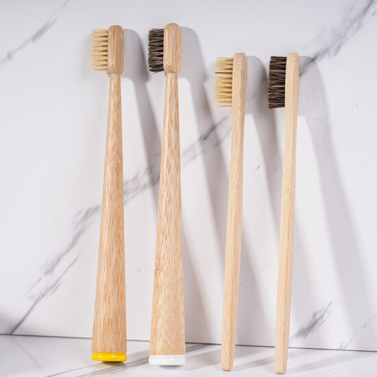 Biodegradable Bamboo Toothbrush with Large Tail and Natural Boar or Horse Hair Bristles for Hotels