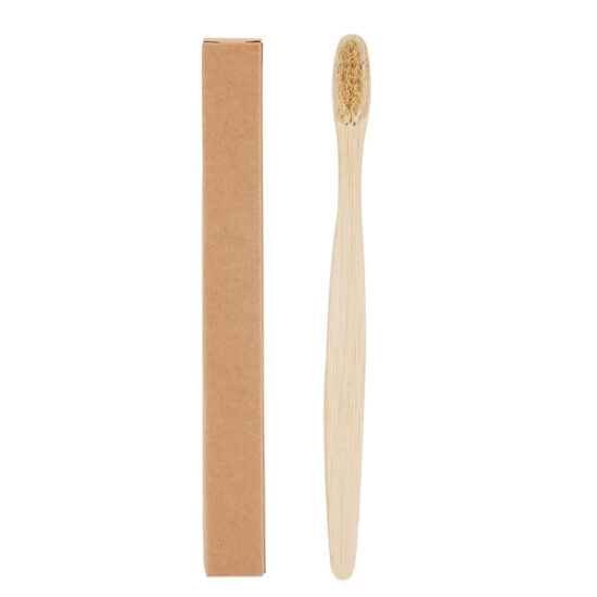 Biodegradable Bamboo Toothbrush with Large Tail and Natural Boar or Horse Hair Bristles for Hotels