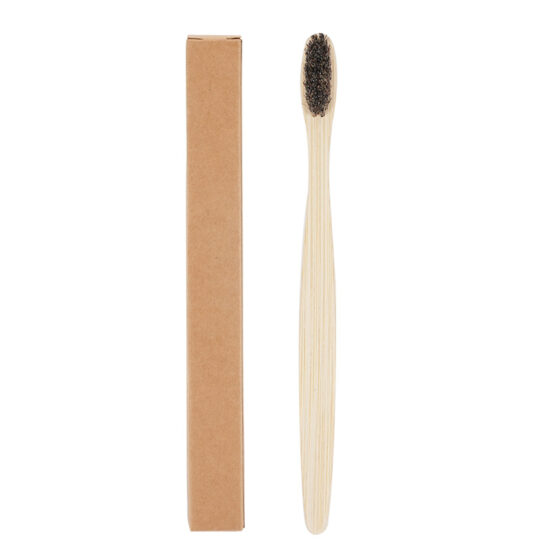 Biodegradable Bamboo Toothbrush with Large Tail and Natural Boar or Horse Hair Bristles for Hotels