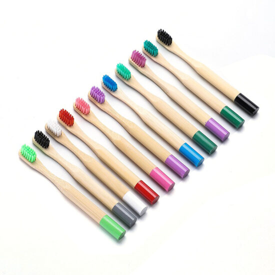 Biodegradable Bamboo Toothbrush for Kids with Painted Handle and Charcoal Bristles
