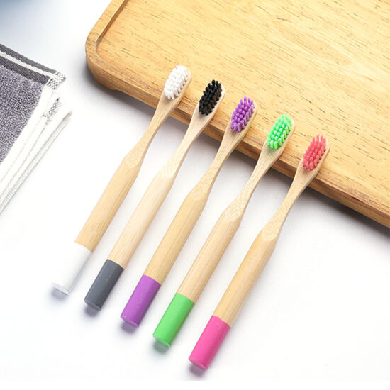 Biodegradable Bamboo Toothbrush for Kids with Painted Handle and Charcoal Bristles