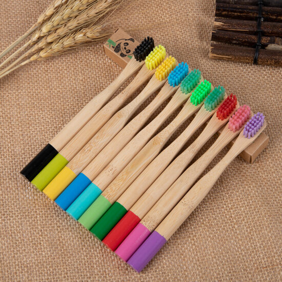 Colorful Cylindrical Children’s Bamboo Toothbrush with Soft Nylon Bristles and Custom Logo Option