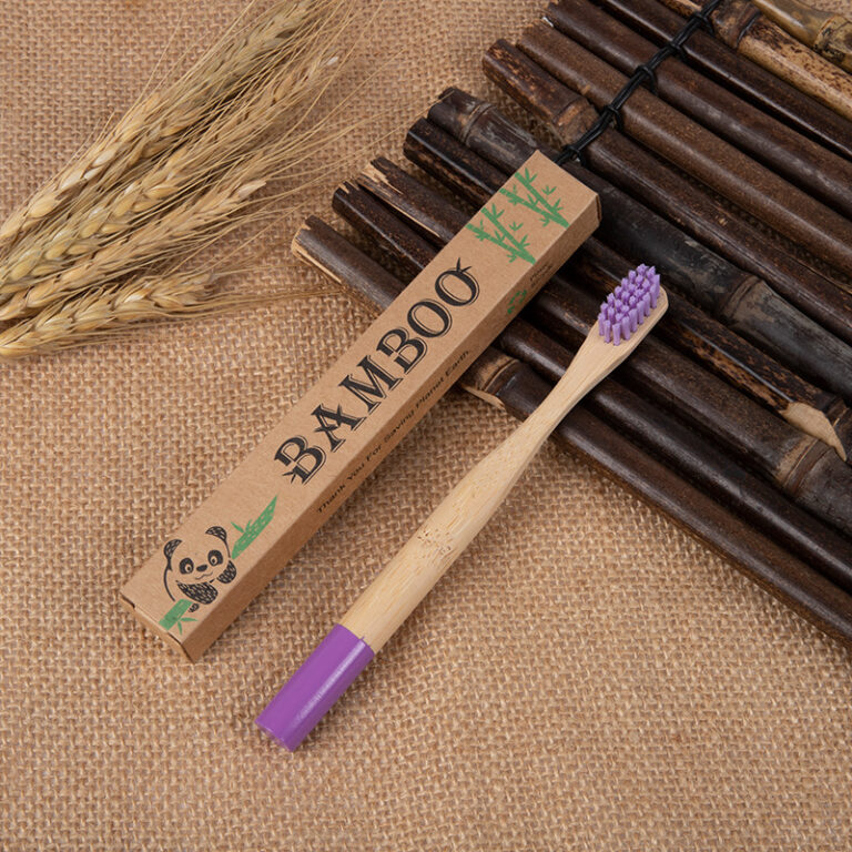 Colorful Cylindrical Children’s Bamboo Toothbrush with Soft Nylon Bristles and Custom Logo Option
