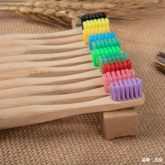 Colorful Cylindrical Children’s Bamboo Toothbrush with Soft Nylon Bristles and Custom Logo Option