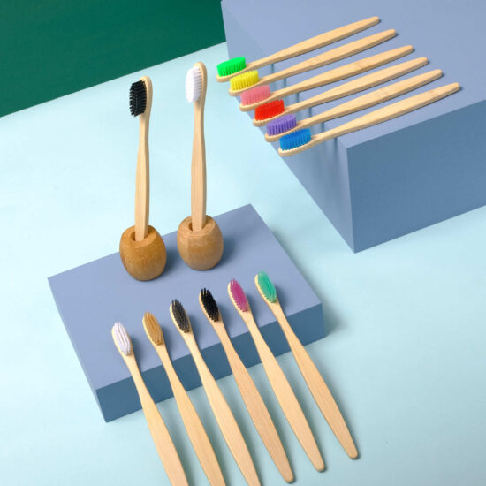 Hotel Bamboo Toothbrush with Natural Bamboo Handle and Nylon Soft & Tapered Bristles