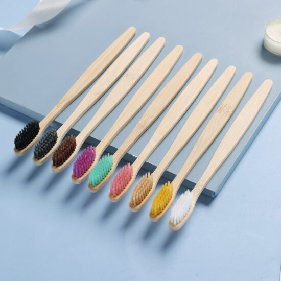 Natural Bamboo Toothbrush Set with Flat Head – 10-Pack Eco-Friendly Bamboo Toothbrushes