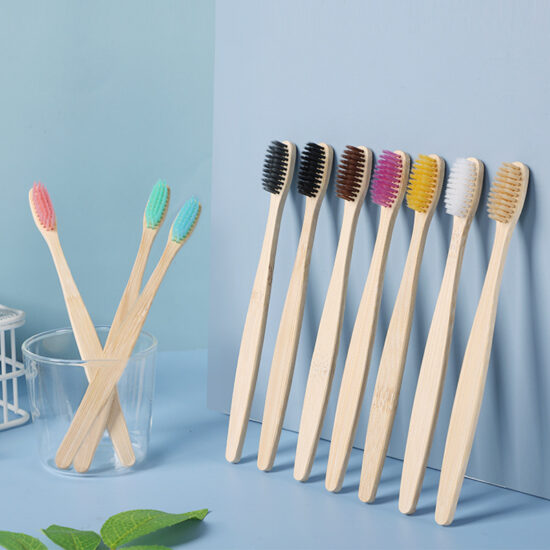 Natural Bamboo Toothbrush Set with Flat Head – 10-Pack Eco-Friendly Bamboo Toothbrushes