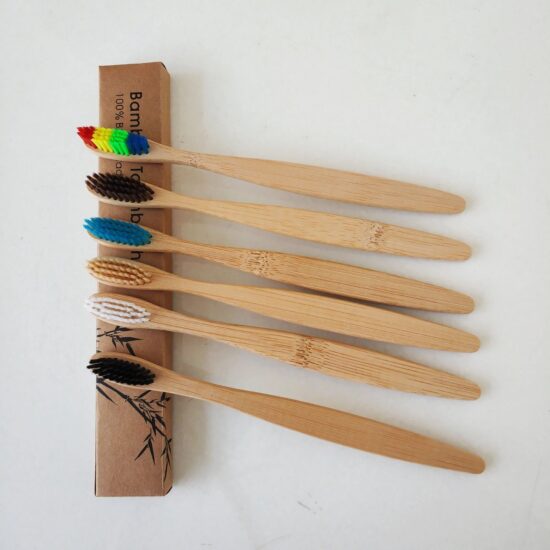 Disposable Bamboo Toothbrush with Water-Polished Large Handle and Soft Bristles for Gum Care