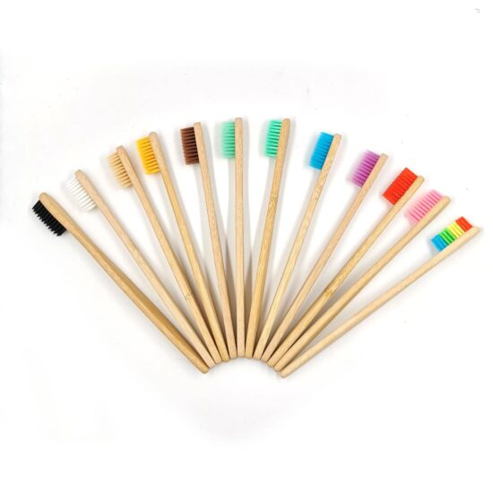 Disposable Bamboo Toothbrush with Water-Polished Large Handle and Soft Bristles for Gum Care