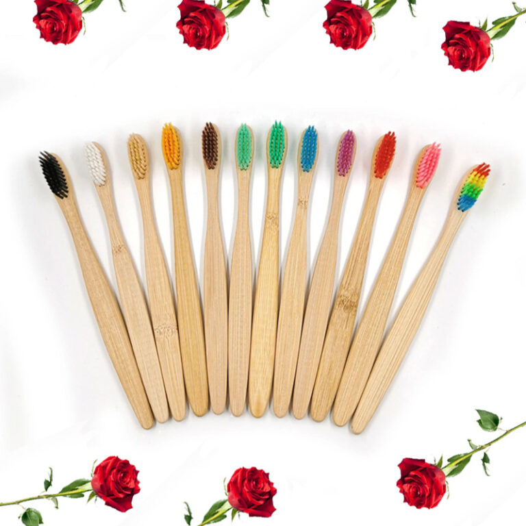 Disposable Bamboo Toothbrush with Water-Polished Large Handle and Soft Bristles for Gum Care