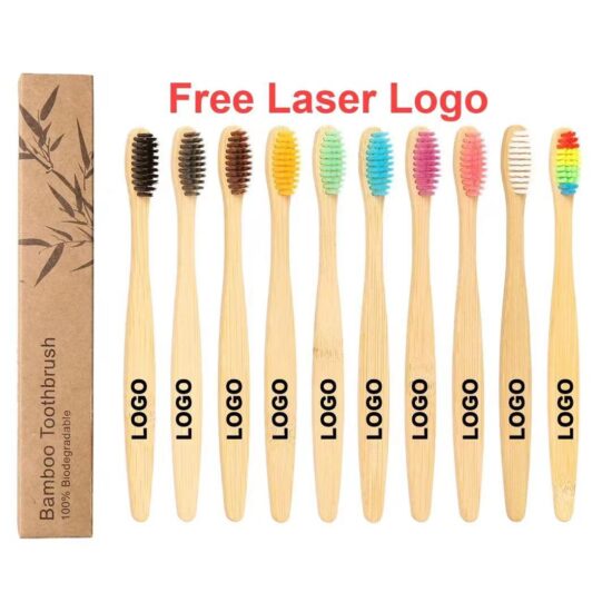 Disposable Bamboo Toothbrush with Water-Polished Large Handle and Soft Bristles for Gum Care